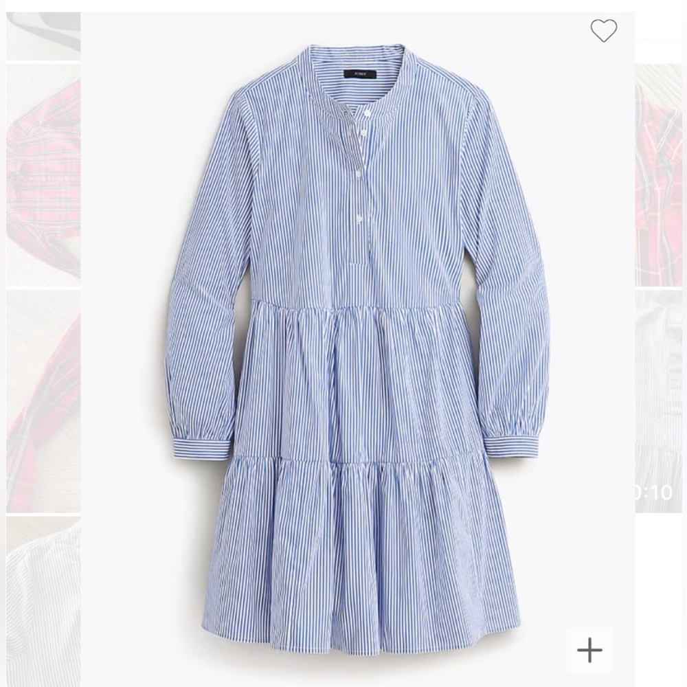 J Crew Striped Stretch Cotton Poplin Tiered Dress small